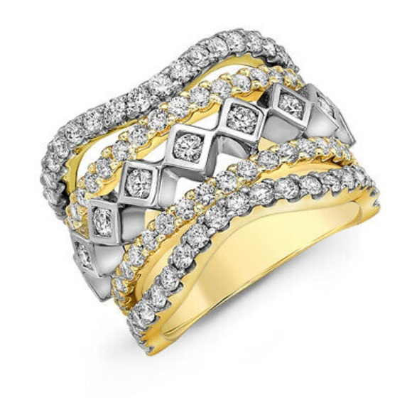 New Sterling silver/gold plated Two tone ring - Picture 1 of 2